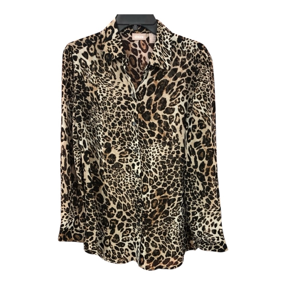 CHICO’S LEOPARD SHEER BLOUSE 1